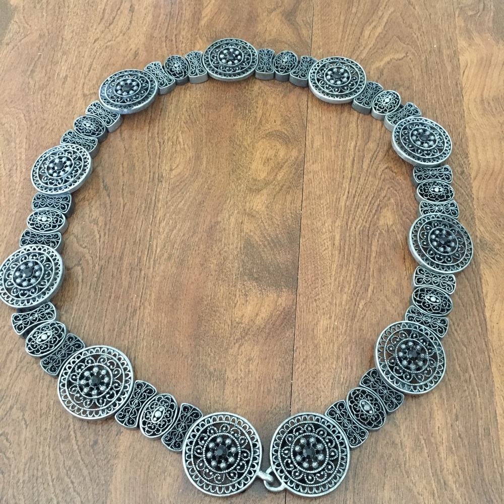 Belt - Silver and Black Metal - 36”